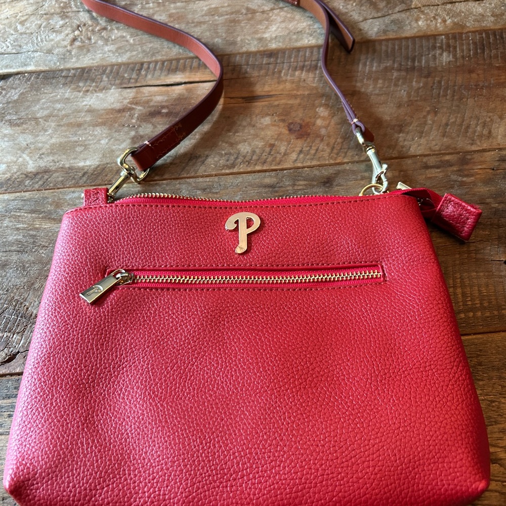 Phillies Vibrant Red Pebbled Leather Crossbody Bag